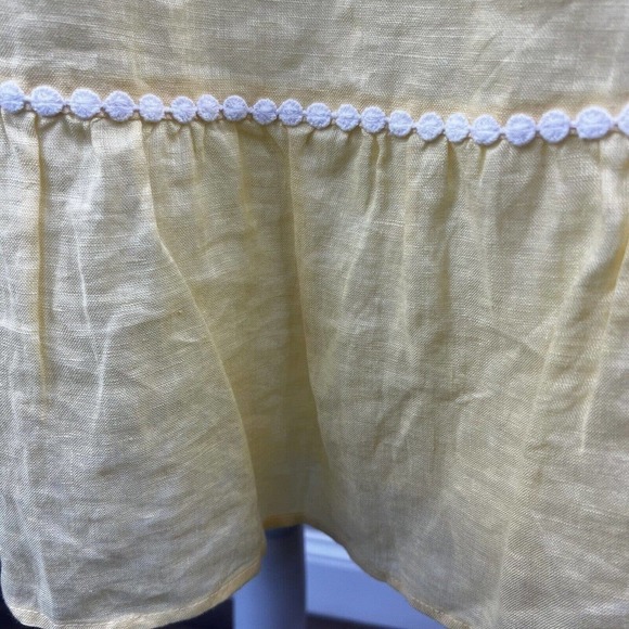Lilly Pulitzer Cormick Yellow Linen Dress Size 6 Tie Shoulder Summer Beach - Picture 10 of 16